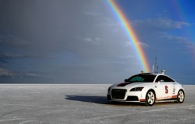 The automated Audi TTS competed the Pikes Peak climb. (Photo courtesy of Audi.)