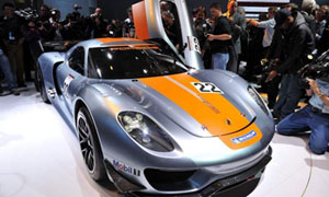 The hybrid Porsche 918 RSR previews a production-based race car.(Photo by Roger Hart)