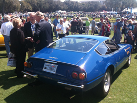 (Dan Gurney and Brock Yates with Bruce McCaw's 1971 Ferrari Daytona. Photo by Sam Smith.)