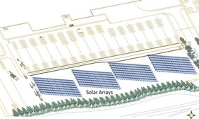 A depiction of the 264,000-square-foot solar field General Motors is installing on the south side of its Detroit-Hamtramck assembly plant.