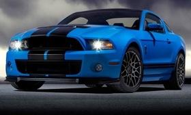 The 2013 Ford Mustang Shelby GT500 comes with a 650-hp, 5.8-liter supercharged V8 and a manual transmission standard. Photo by Ford Motor Company.