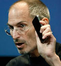 Credit: Apple CEO Steve Jobs holds up iPhone 4 as he talks about the Apple iPhone 4 at Apple headquarters in Cupertino, Calif., Friday, July 16, 2010 (© Paul Sakuma/AP)