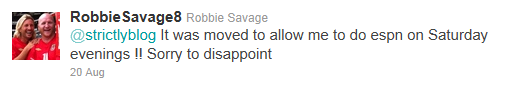 Robbie Savage tweet denying he'll be on Strictly Come Dancing 2011