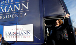 Michele Bachmann during the Iowa caucus campaign. Image (C) PA.