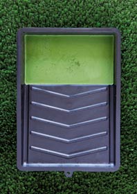 Paint tray with green paint on green grass (© Robbert Koene /Getty Images)