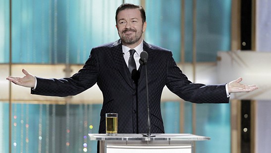 Gervais hosting last year's awards, in a Getty Images handout.