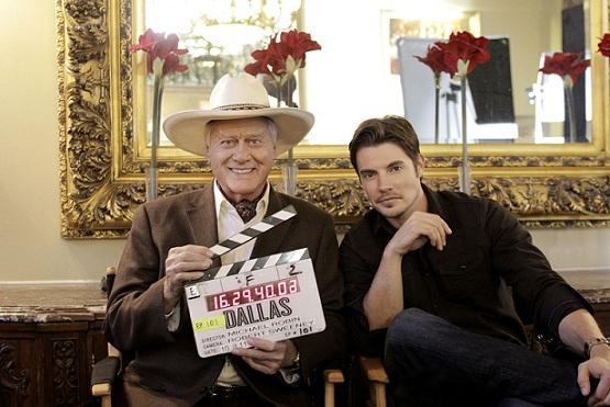 Original 'Dallas' star Larry Hagman with young gun Josh Henderson. (Credit: Zade Rosenthal)