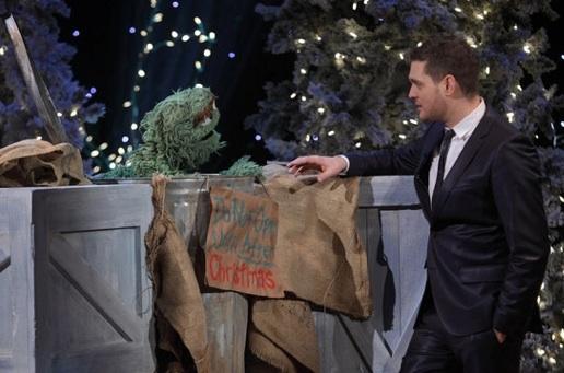 Who can be Grouchy on Christmas when Buble is in the building? (Credit: Eric Leibowitz/NBC)