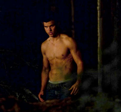 Taylor Lautner on the set of "New Moon"