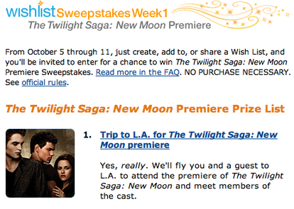 Amazon's "New Moon" sweepstakes