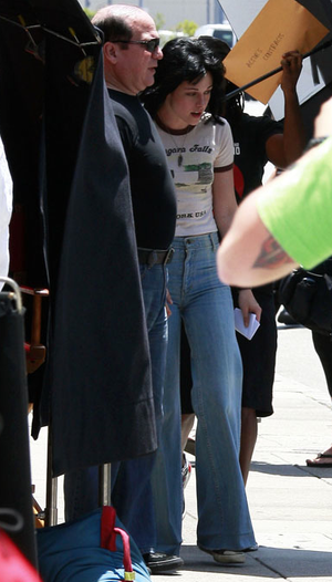 Kristen Stewart on "The Runaways" set