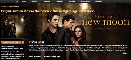 "New Moon" soundtrack on iTunes