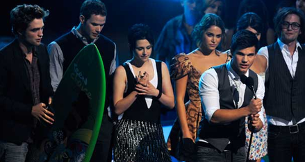 The "Twilight" cast accepting Best Drama award at the TCAs.