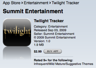 "Twilight" tracker on iTunes